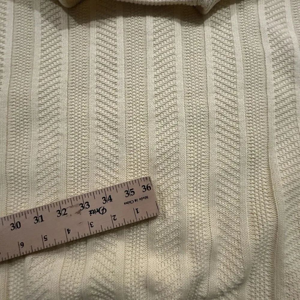 Vintage 80s St Michael Cable Knit Sweater Mens 46 Yellow Made in UK Herringbone - Picture 4 of 9